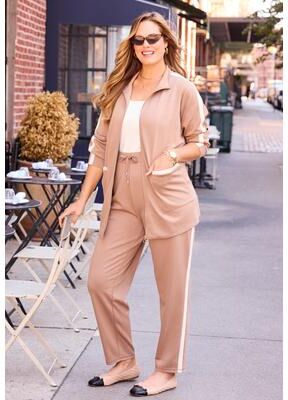 Plus Size Women's Refined Scuba Pant by Catherines in Camel Ivory (Size 1X)