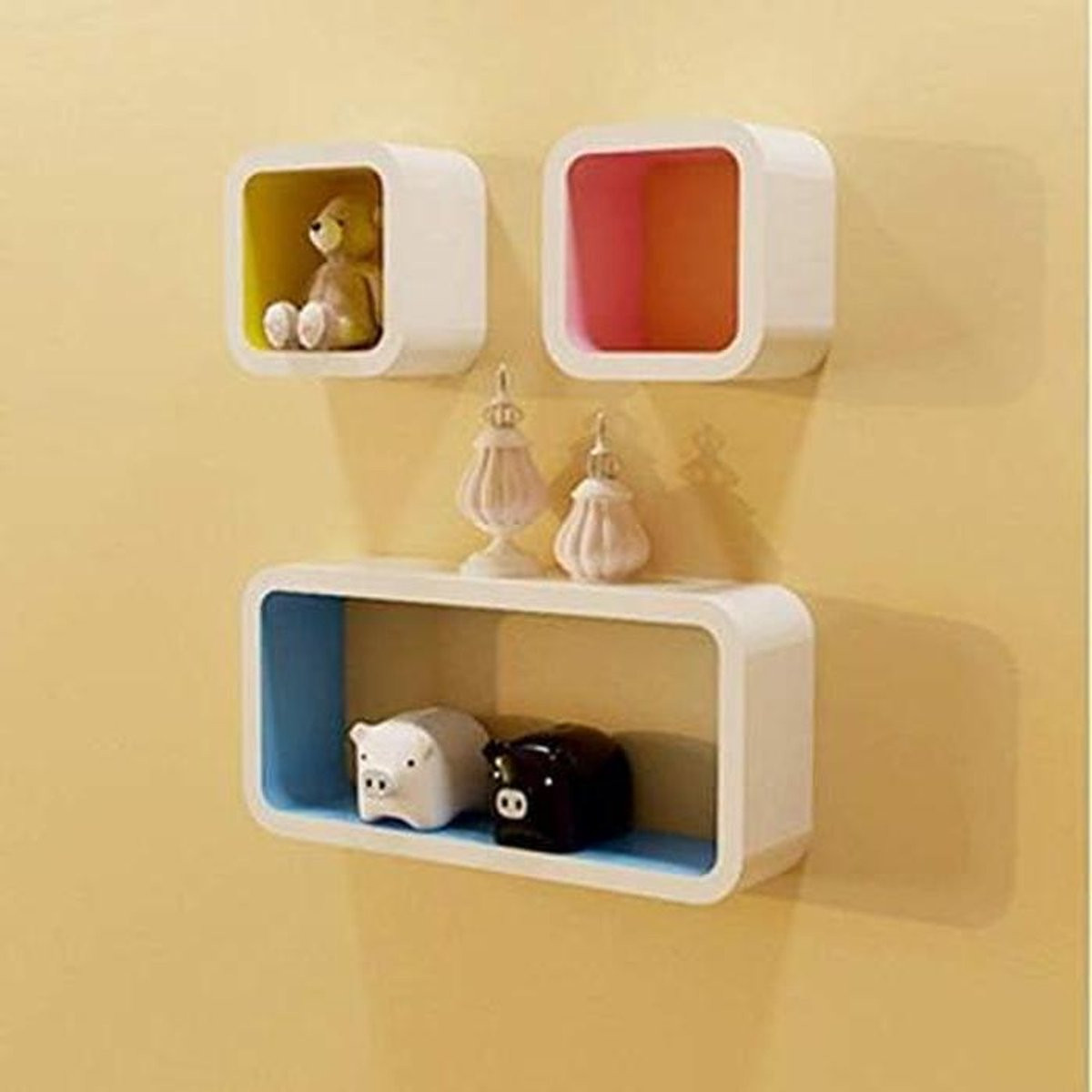 Decoratief Wandrek Zeshoek in Hout - Nordic Stijl Opbergplank voor Woonkamer en Slaapkamer