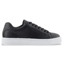 A|X Armani Exchange für Damen. XW000295AF11912UC001 Schwarze Lederturnschuhe (40.5), Wohnung, Schnürsenkel, Lässig