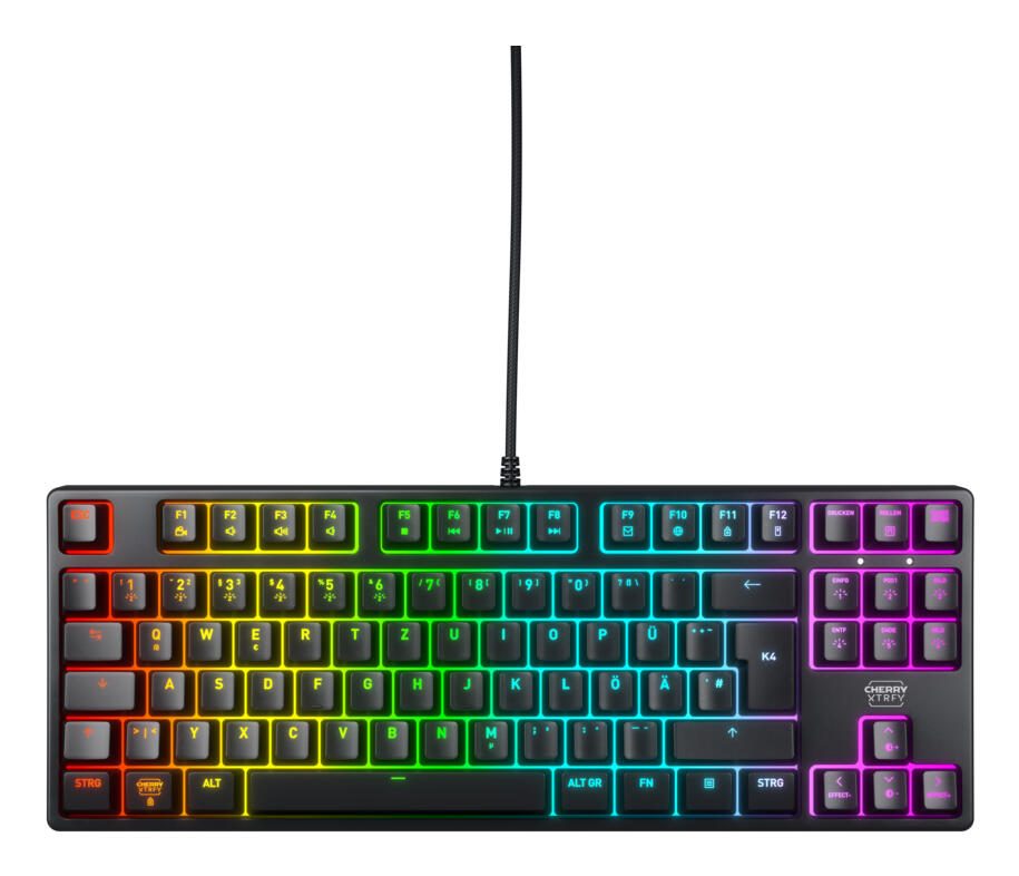 CHERRY XTRFY K4V2 TKL Gaming-Tastatur - QWERTZ Deutsch - Schwarz CX-K4V2-RGB-TKL-R-GER