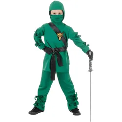 Underwraps Ninja Kämpfer Kinderkostüm grün (134, 140, 146)