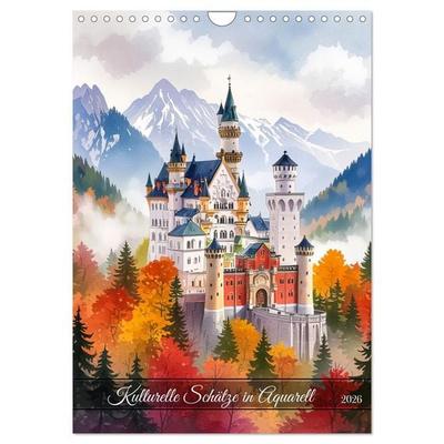 Kulturelle Schätze in Aquarell (Wandkalender 2026 DIN A4 hoch), CALVENDO Monatskalender