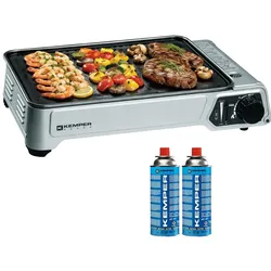 Tragbare Gasplancha 2300W + 2 Gaskartuschen + KEMPER Transportkoffer