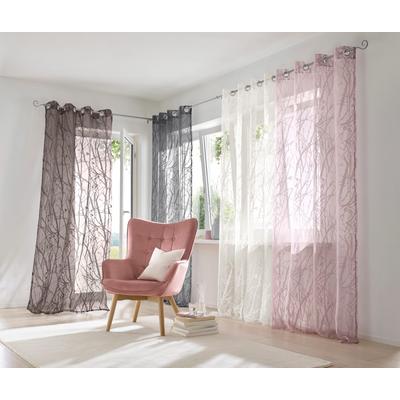 Gardine HEINE HOME Gr. 1, lila (mauve), B:140cm H:145cm, Polyester, Viskose, Gardinen, Gardine
