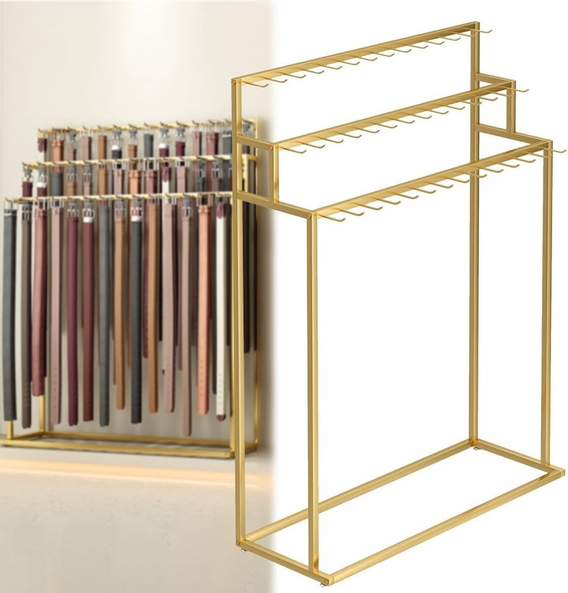 Gouden Riem Display Stand met afneembare haken, 150 cm hoog