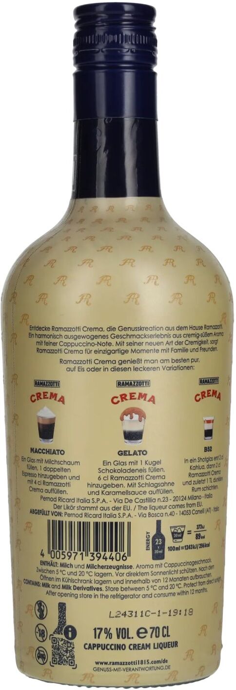 Ramazzotti Crema Cappuccino Cream 17% Vol. 0,7l