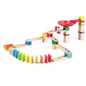 Hape Murmelbahn E1102 Zweispurige Murmelbahn mit Domino, ab 3 Jahre, aus Holz, 12 Kugeln und 38 Bauteile