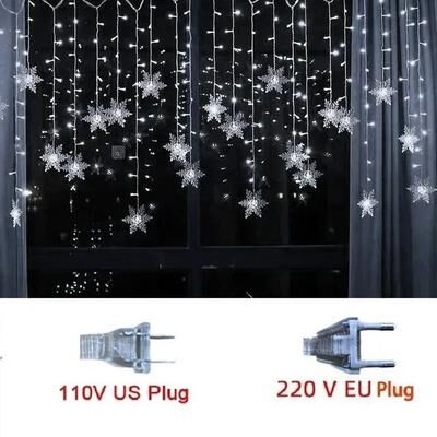 Uplift Picks Magical Snowflake Curtain Lights For Bright And Festive Holiday Window Displays white 110 V Us Plug