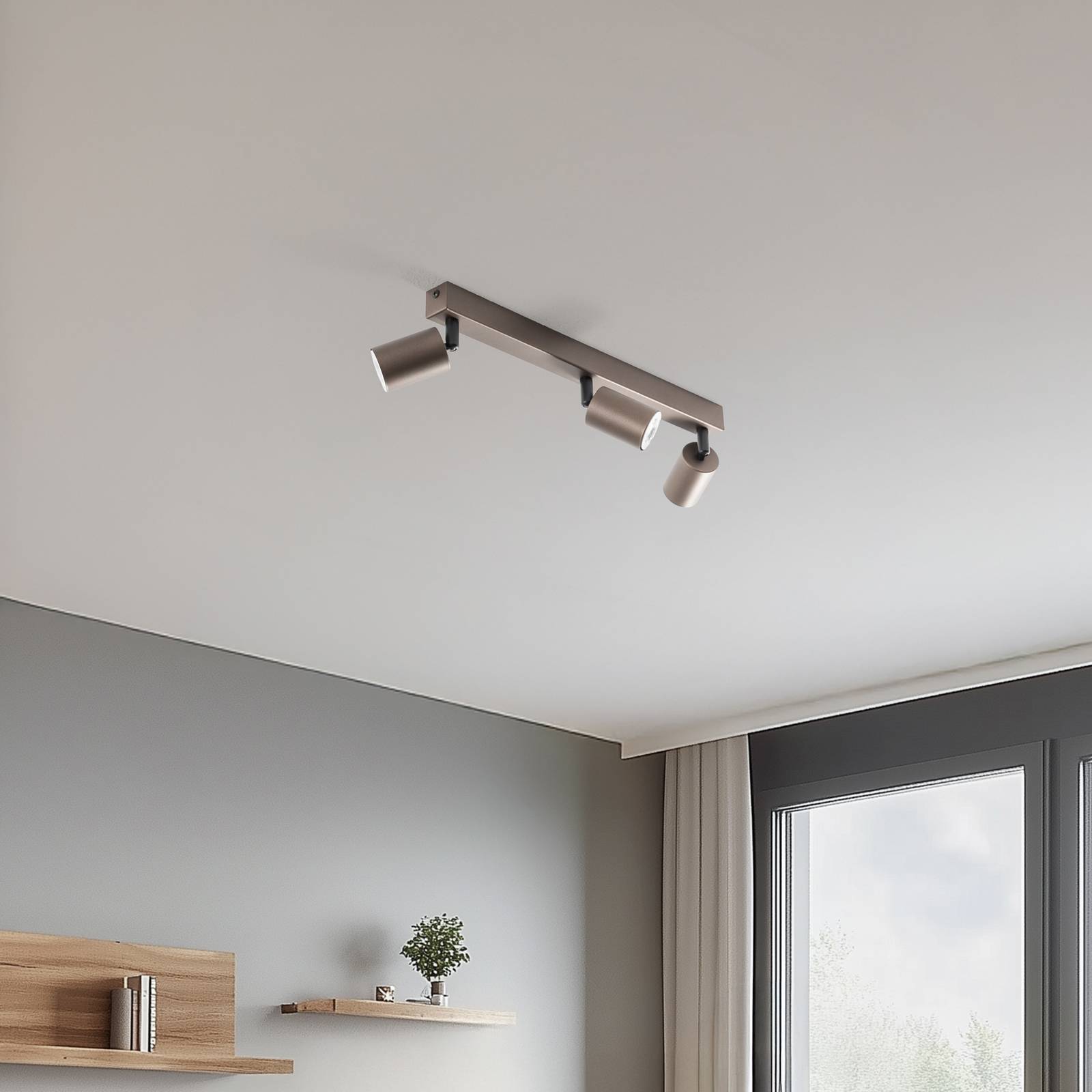 Deckenspot Top, justierbar, braun, dreiflammig linear Top TK Lighting, dimmbar, braun / rost, für Wohn- / Esszimmer, Metall, Modern, Strahler