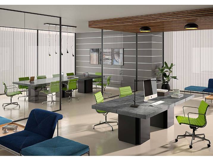 Konferenztisch 262 x 75 x 130cm Grau/Beton Dekor/Schwarz