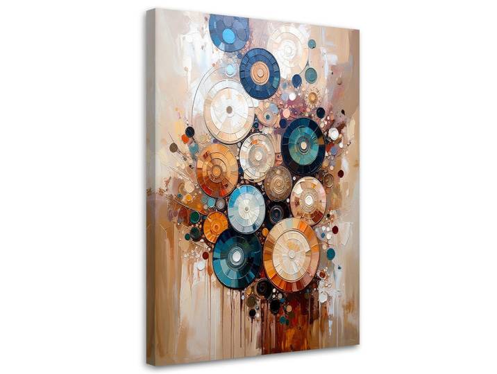 Feeby Leinwandbild Moderne Abstraktion Räder Farbeffekt 80x120cm, Beige, Rechteckig, 80x120 cm, Bilder & Rahmen, Bilder, Leinwandbilder