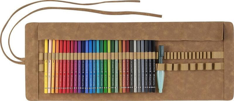 Faber-Castell Albrecht Dürer aquarelpotloden set met 30 stuks en bruine PU leren rolhoes