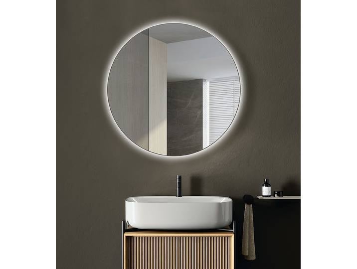 Miroir rond éclairé Talos 60cm Noir/Noir mat Cadre : aluminium verni 60cm