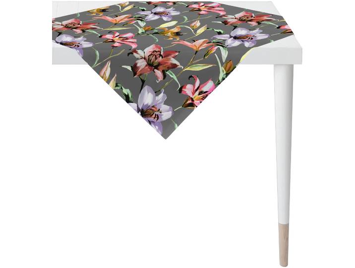 Mitteldecke APELT 5602 SUMMERTIME, Sommerdeko, Florale Allover-Print Magnolienblüten , bunt (anthrazit, bunt), B:100cm L:100cm, Baumwolle, Tischdecken, Mitteldecke, Digitaldruck, Blumenmuster, dekorativer Blickfang