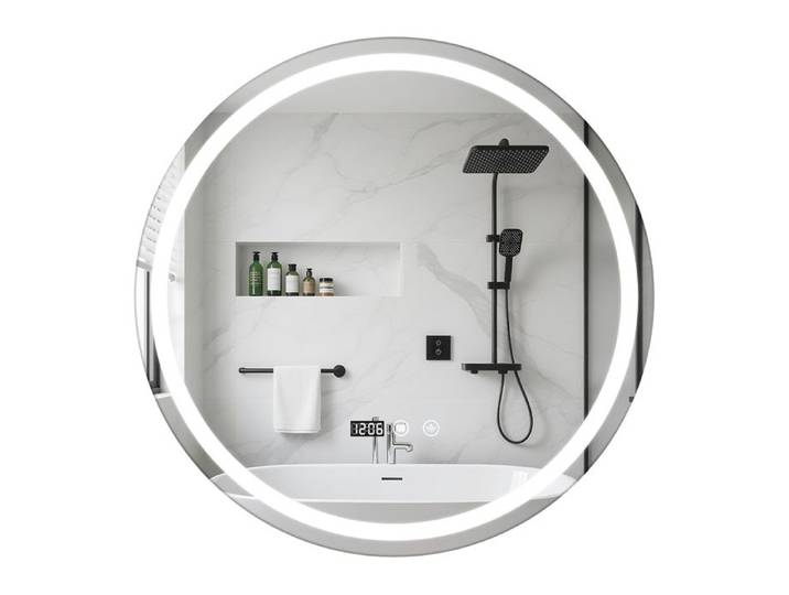 Miroir de Salle de Bain Rond avec LED - WILITTO - Fonction anti-buée - Économies d'énergie - Interrupteur Tactile - 60x60x3cm