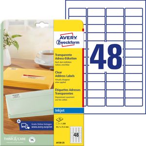 Zweckform Avery  J4720-25 Etiketten transparent, 1200 Stück