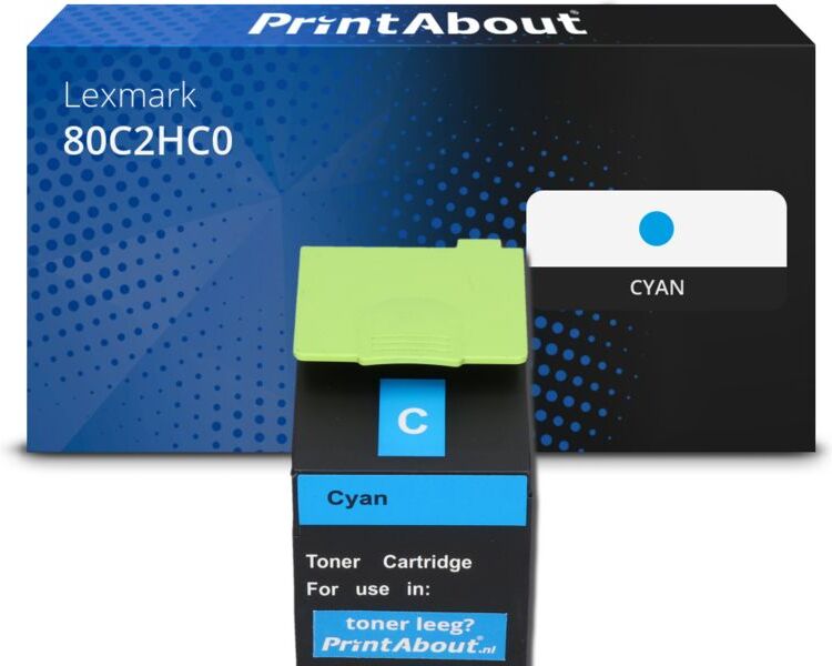 PrintAbout Toner kompatibel mit Lexmark 80C2HC0 (802HC) - Cyan - Hohe Kapazität