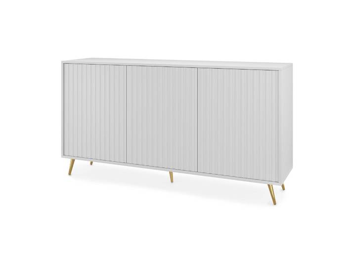 Kommode Bello mit Lamellenfronten, 154 cm, weiß mit goldenen