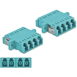 Delock LWL Kupplung LC Quad Buchse zu LC Quad Buchse Multimode 2 Stück hellblau