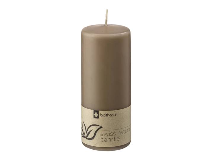 Zylinderkerze Swiss Natural, Balthasar, taupe, Wachs