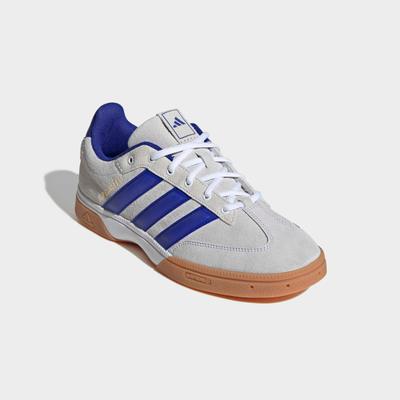 Hallenschuh ADIDAS PERFORMANCE "SPEZIALIST INDOOR", Herren, Gr. 44, grau (cloud weiß, lucid blau, grau two), Leder, Textil, Schuhe Hallenschuh, Handballschuh