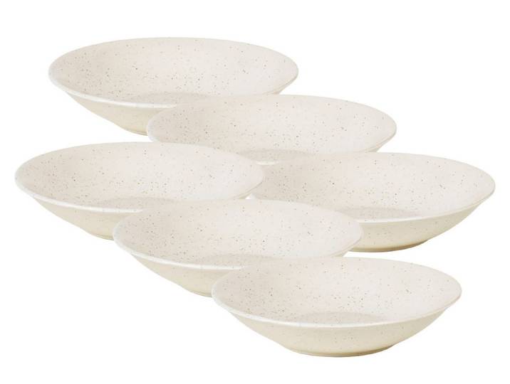 Broste Copenhagen Teller-Set NORDIC VANILLA Teller tief 22,5cm Set6, Steingut