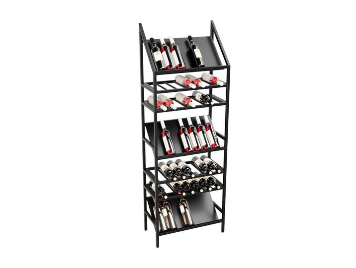 Metalo Pro Weinregal für 49 Flaschen aus Metall, schwarz Alsace, Schwarz, 60x170x30 cm, Weinregale