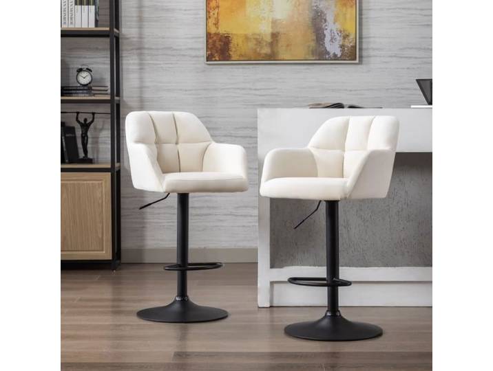 Wahson Lot de 2 Tabouret de Bar en Velours Chaise de Bar Réglable Chaise Haute Cuisine pour Bar-Cuisine Beige
