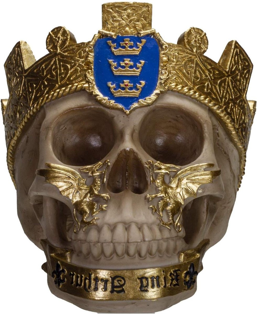 Arthur Schedel Schedel Beeldje - Grijs - Middeleeuws Design Decoratie voor op tafel
