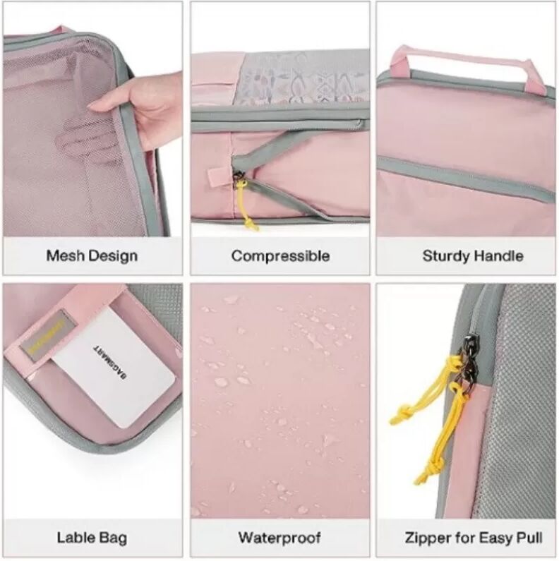 INF Ensemble de 2 cubes de rangement pour l'organisation des voyages Rose