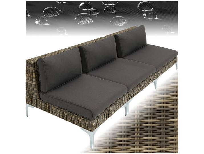 Ensemble modulaire en rotin Villanova Aluminium, lot de 4 canapés 3 places - gris anthracite chiné