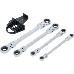 BGS Doppel-Ratschen-Ringschlüssel-Satz abwinkelbar mit E-Profil Ringköpfen SW E6 – E24 mm 4tlg. - 71028
