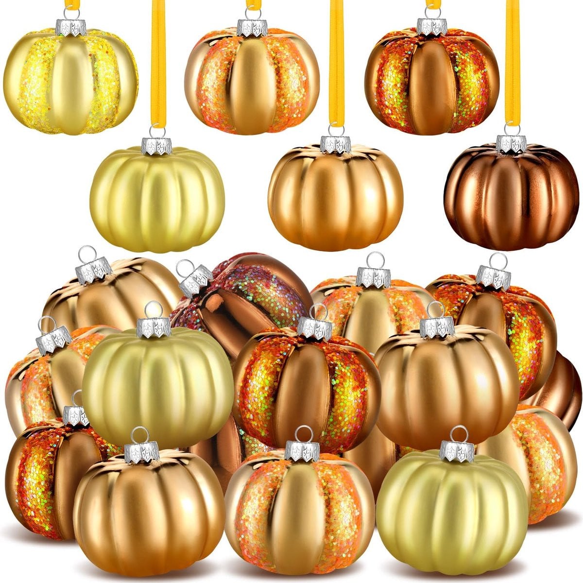 Set van 24 mini pompoen ornamenten voor Halloween decoratie