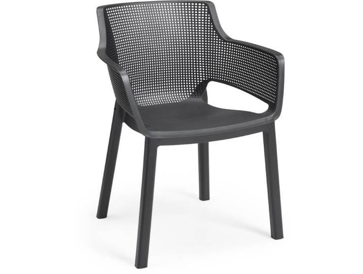 Lot de 6 fauteuils de jardin - Allibert by KETER - ELISA - En résine - Coloris : gris graphite