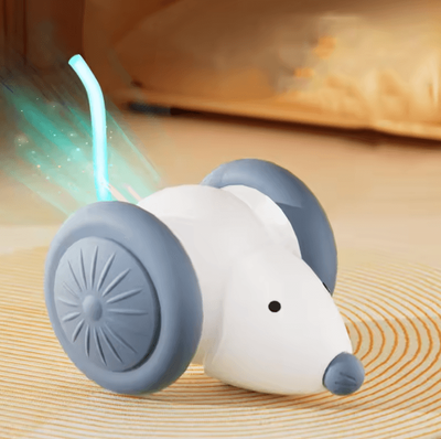 Inspire Curations TurboMouse Interactive Cat Toy Automatic Cat Toy With Smart Obstacle Avoidance & Rechargeable Fun white