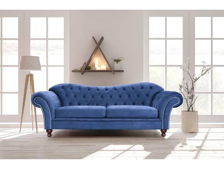 Bigsofa Iriona Blau/Jeansblau Microfaser 230 x 84 x 90cm Glamour