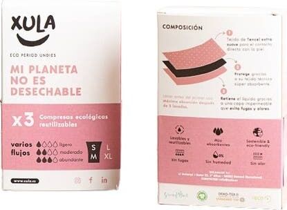 Xula Compresas Reutilizables Varios Flujos S/M 3 uds