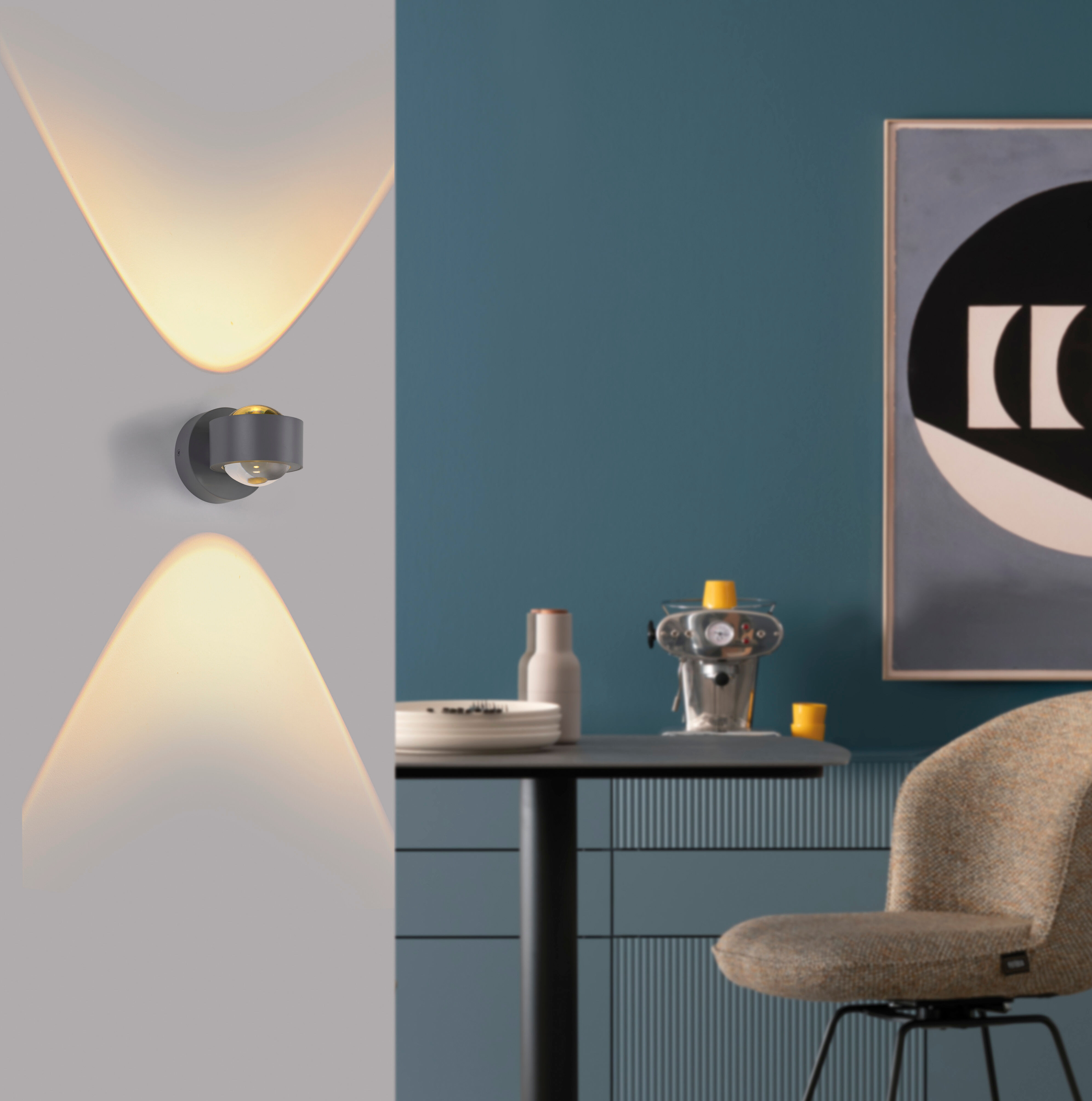 LED Wandleuchte "CHIA", silber, 2, H: 9,3cm, 1 Stk., SCHÖNER WOHNEN-KOLLEKTION, Leuchten, SCHÖNER WOHNEN Kollektion, Up- und Downlight, LED Wandleuchte