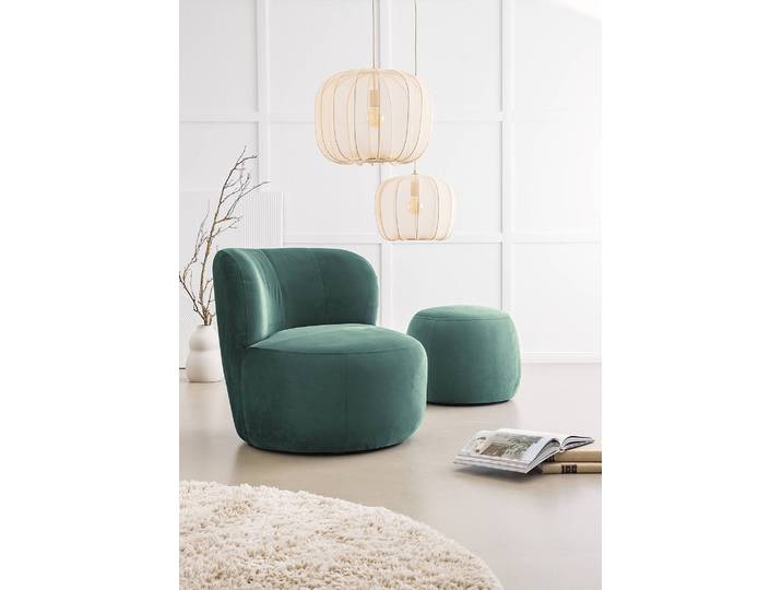 Repose-pieds capitonné LOVELOCK 59 x 45 x 59cm Vert Velours Ravi: Pétrole