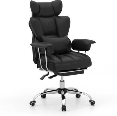 Costway Big and Tall Executive Office Desk Chair with Footrest-Black