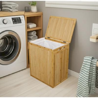 Fairway Avenue Home Solid Bamboo Folding Clothes Hamper w/ Removable Laundry Bag
