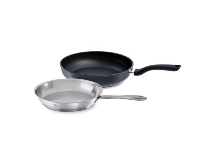 Fissler Pfannenset 2-teilig, Catania Edelstahl-Pfanne (Ø 24 cm) unbeschichtet & Cenit Aluminium-Pfanne (Ø 28 cm) beschichtet, Induktion