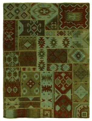 Exquisite Rugs "Flatweave flatweave New Zealand Wool Green Area Rug - 5'6"" x 8'"