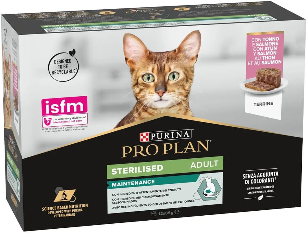 Set Prova Multigusto 12x85G e 24x85G Purina Pro Plan Sterilised Tonno Salmone e Manzo Pollo MIX MULTIGUSTO