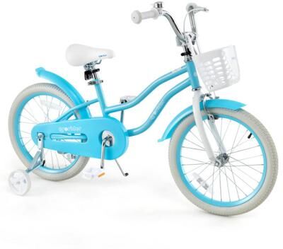 Costway 18 Inch Kids Bike with Helmet Protective Set Blue