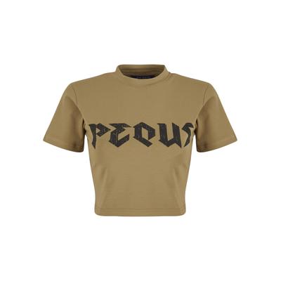Shirttop PEQUS "PEQUS PEQUS Band Logo Crop Tops", Damen, Gr. L, olive grün, 100% Baumwolle, normal, Tops Shirttop