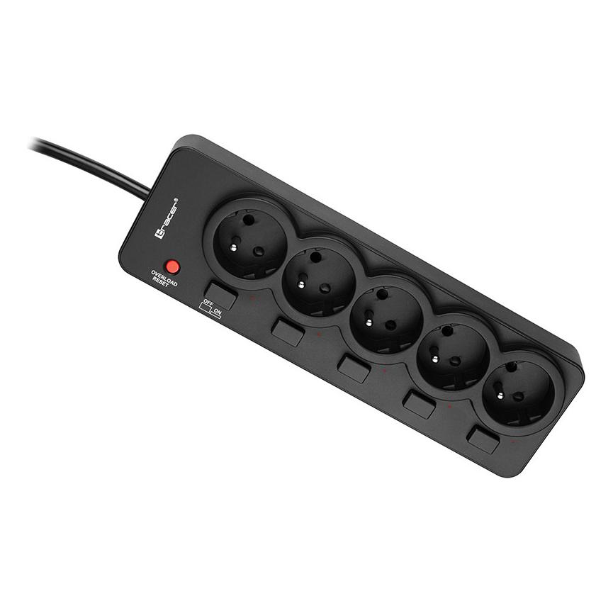 Tracer PowerGuard Black 5 AC outlet(s) (5x, CEE 7/16, 1.60 m) (TRALIS30406)
