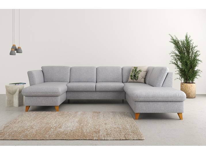 Wohnlandschaft, 307x213 cm, Polyester, Silber, Ottomane Rechts, Klassisch, Home-affaire