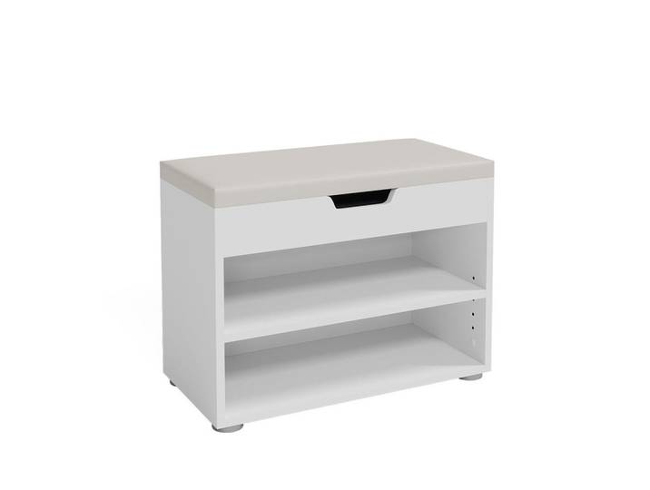 Vicco Schuhbank Rolfe Weiß 60 x 45 cm, Holzwerkstoff, Rechteckig, 60x45x30 cm, Garderobe, Schuhaufbewahrung, Schuhregale
