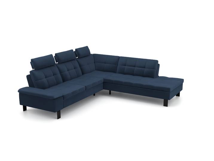Ecksofa 610 - Blau (Ozeanblau) - Softwolle